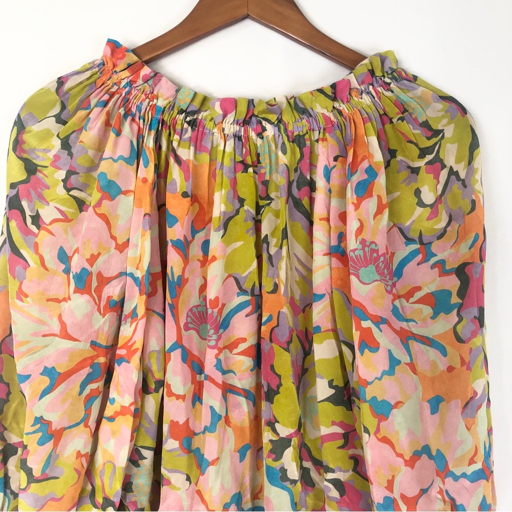Gilner Farrar Floral‎ Long Sleeve Blouse Size S Multi Balloon V Neck - Picture 4 of 6